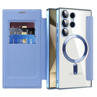 Nyitható tok "SmartMag Book" MagSafe technológiával és RFID pénztárcával Samsung Galaxy S24 Ultra készülékekhez - blue