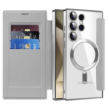 Nyitható tok "SmartMag Book" MagSafe technológiával és RFID pénztárcával Samsung Galaxy S24 Ultra készülékekhez - gray