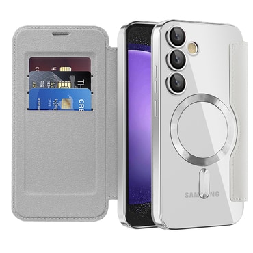 Nyitható tok "SmartMag Book" MagSafe technológiával és RFID pénztárcával Samsung Galaxy S23 FE készülékekhez - gray