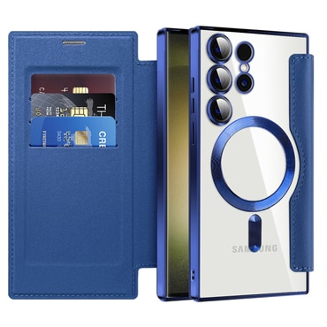 Nyitható tok "SmartMag Book" MagSafe technológiával és RFID pénztárcával Samsung Galaxy S23 Ultra készülékekhez - blue