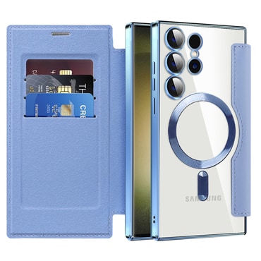 Nyitható tok "SmartMag Book" MagSafe technológiával és RFID pénztárcával Samsung Galaxy S23 Ultra készülékekhez - light blue