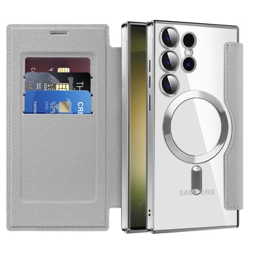 Nyitható tok "SmartMag Book" MagSafe technológiával és RFID pénztárcával Samsung Galaxy S23 Ultra készülékekhez - gray